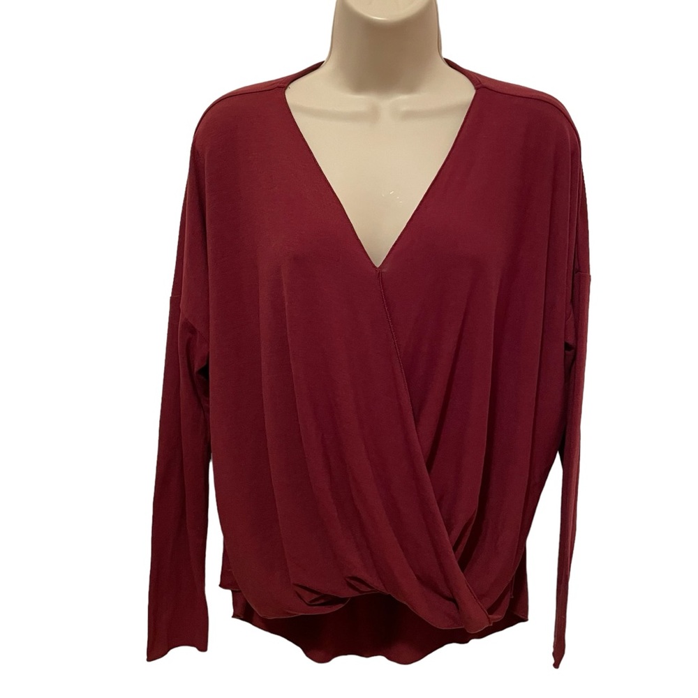 Alter’d State Faux Wrap Shirt Drapey Maroon Size Small